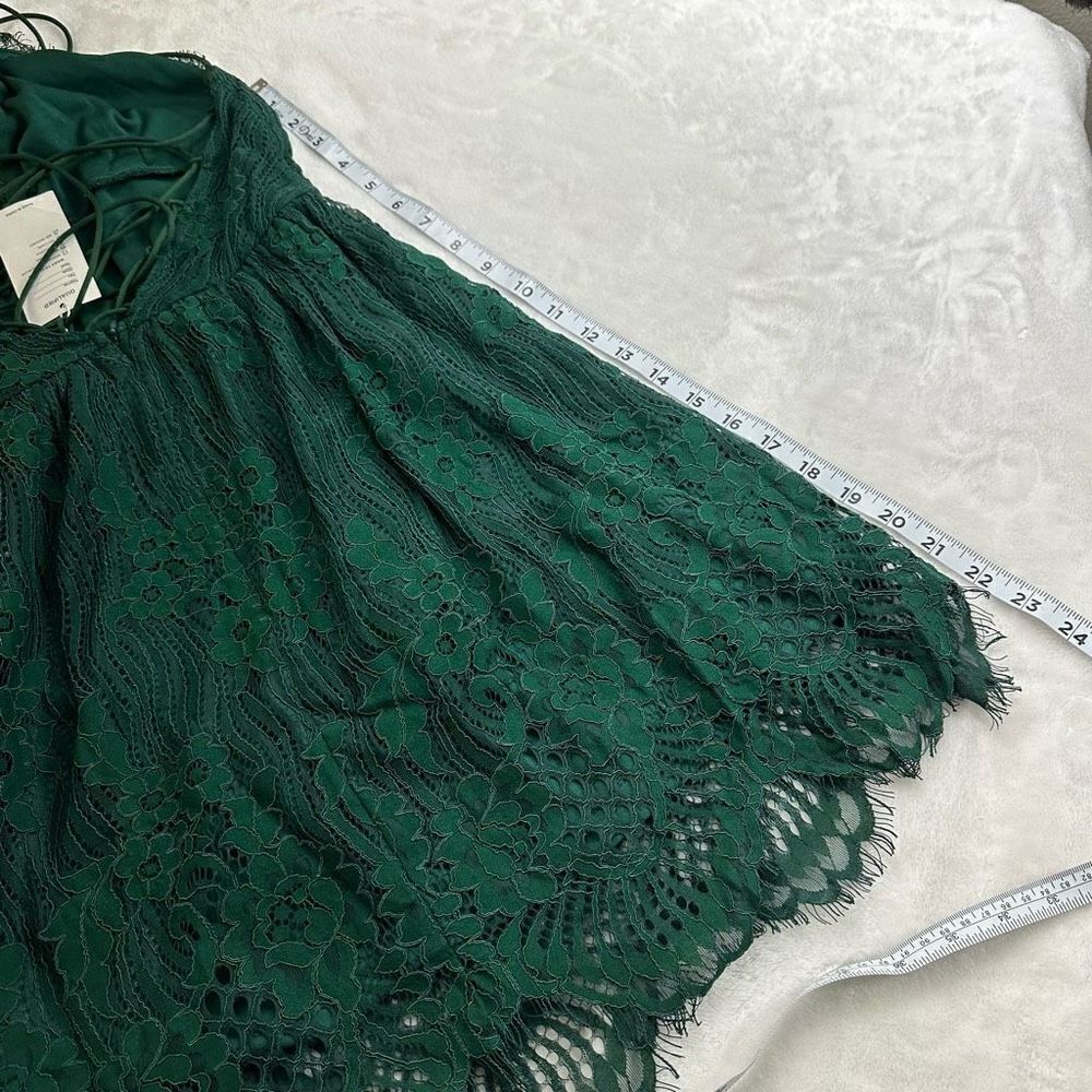 Aooksmery Women's Size M Lace Mini Dress‎ Emerald Green Tie Back New - Picture 15 of 15